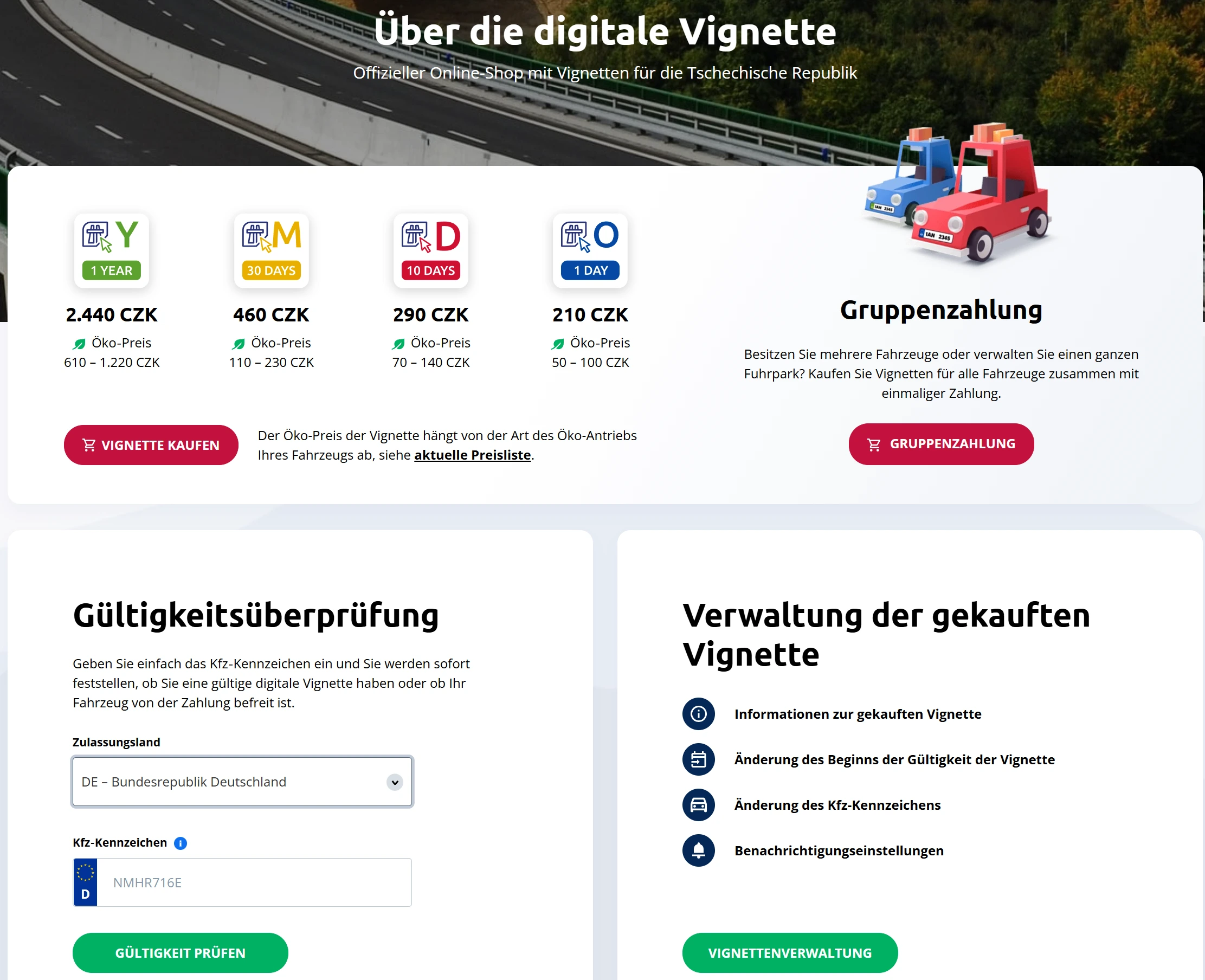 vignette tschechien kaufen